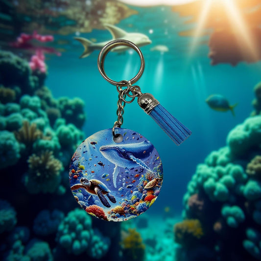 Whale and Turtle in the Ocean