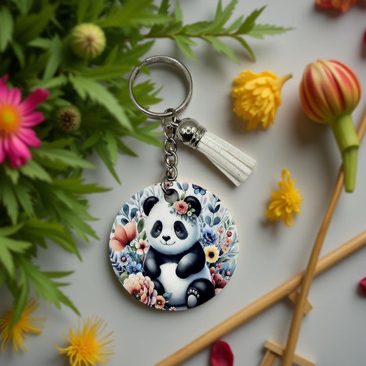 Cute Panda with flowers