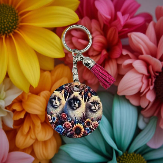 3 Cats with floral