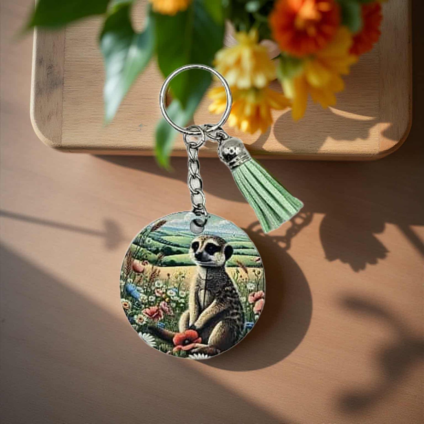 Meerkat in a flower field