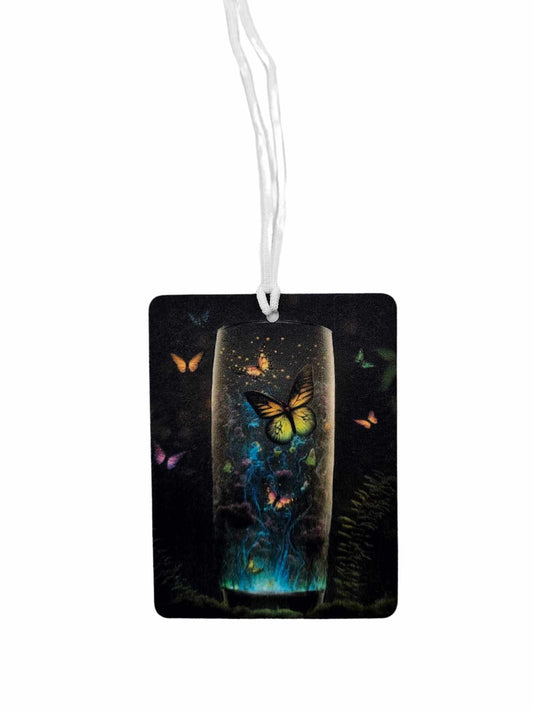 Magical Glowing butterflies in glass