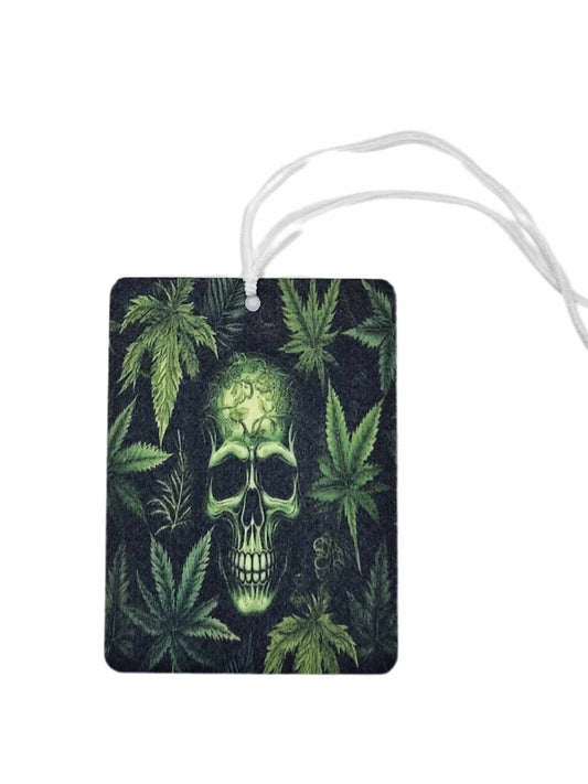 Green skull and marijuana