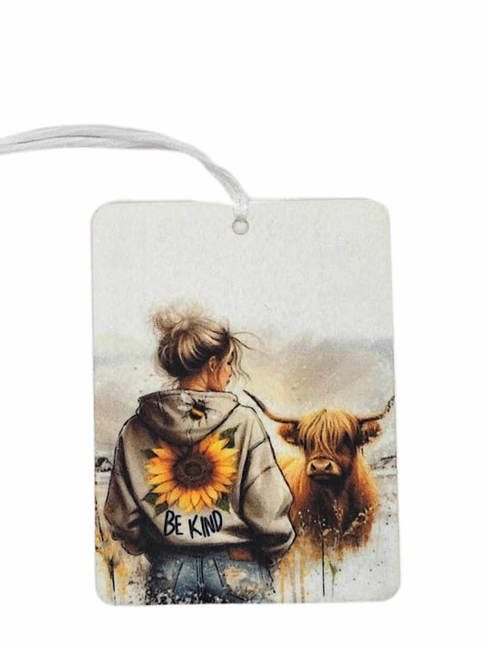 Be kind - Girl with highland cow
