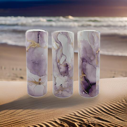 Lavender, Grey and Gold Marble