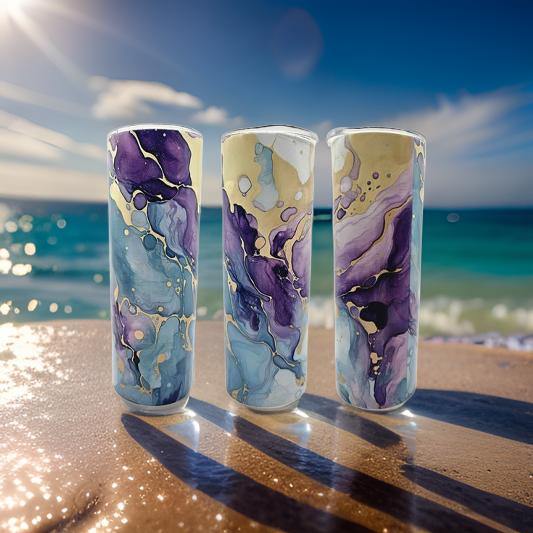 Teal, Purple and Gold Marble