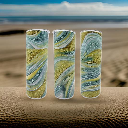 Green, Gold and Yellow Glitter Agate