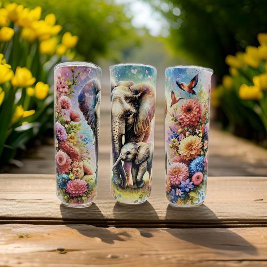 Floral Elephant Mum and Calf