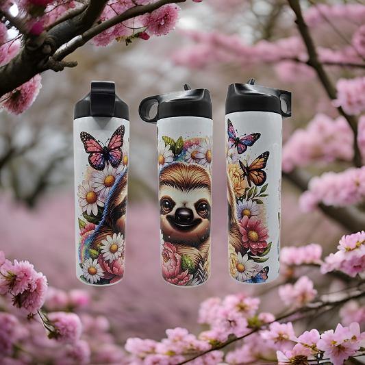 Cute sloth and floral