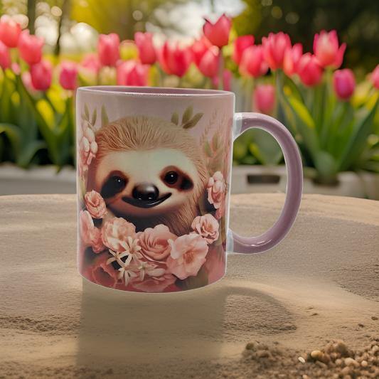 Light pink floral with sloth