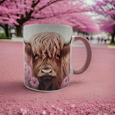 Pink Floral and Highland Cow