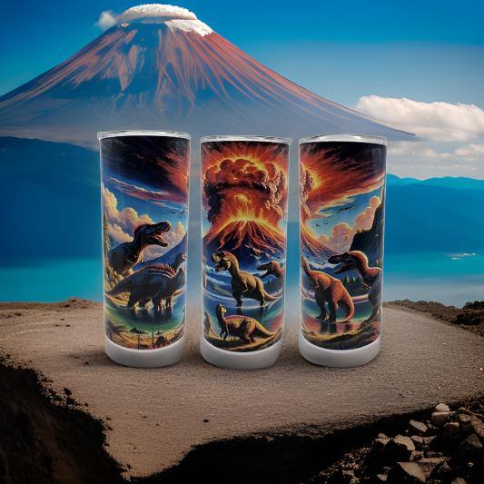 Dinosaurs with volcano