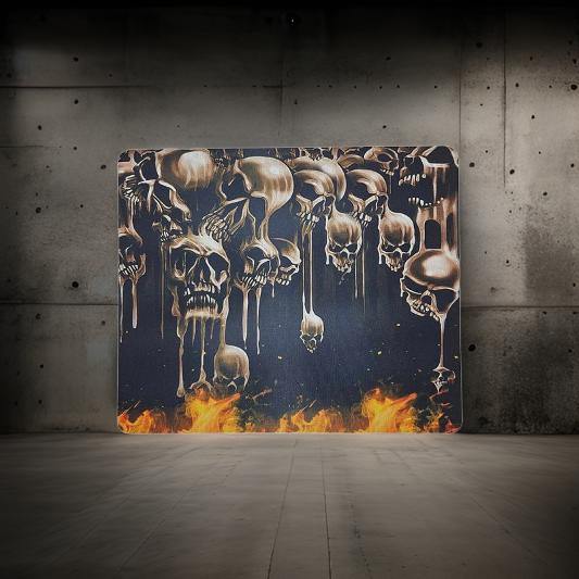 Flames melting skulls