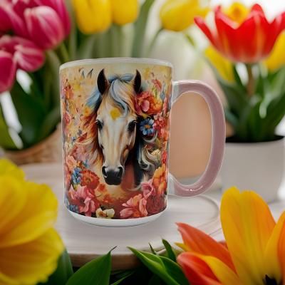 Colourful floral and Horse