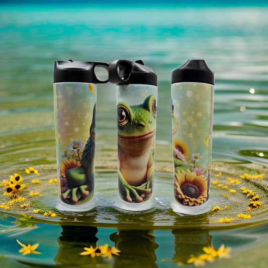 Frog and sunflowers