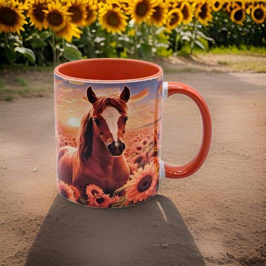 Horse in Sunflower Field