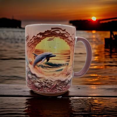 Beach Break wall dolphin in sunset