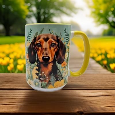 Dachshund and Yellow Floral