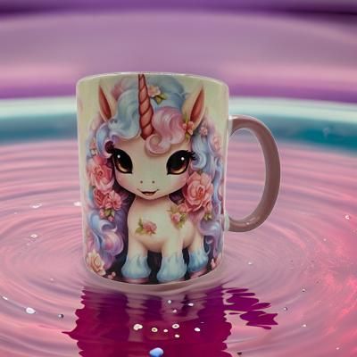 Pretty unicorn with pink flowers