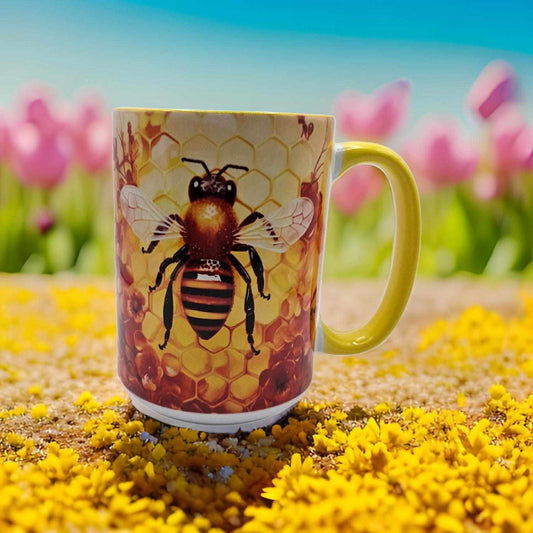Bee on honeycomb