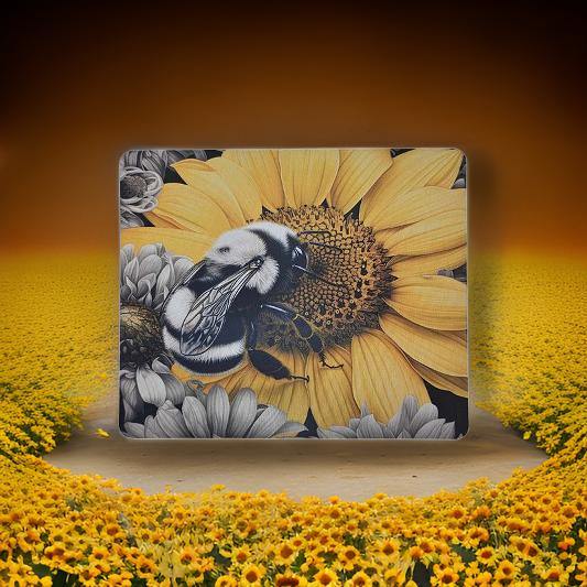 Black & White Bee with Yellow Sunflower