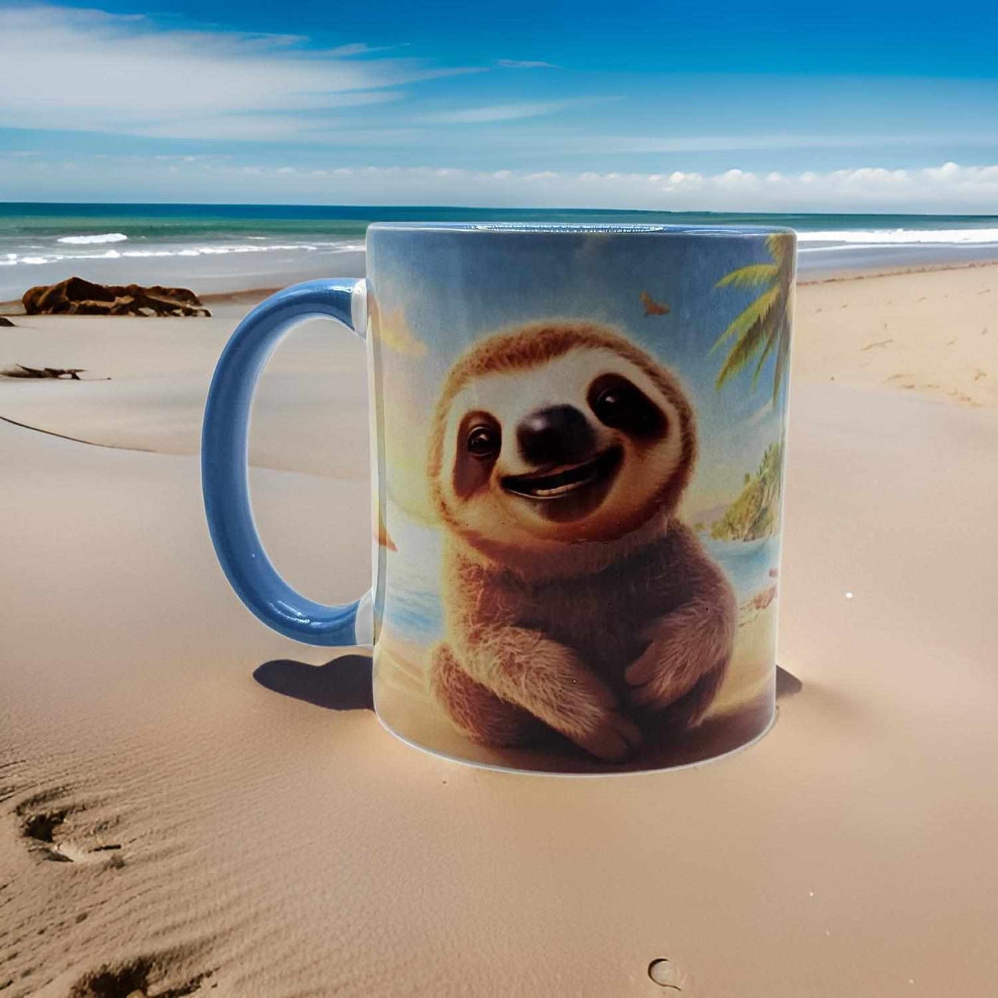 Cute sloth on the beach