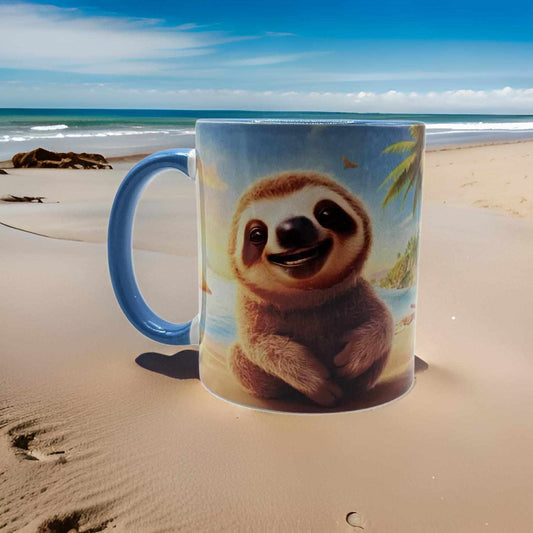 Cute sloth on the beach