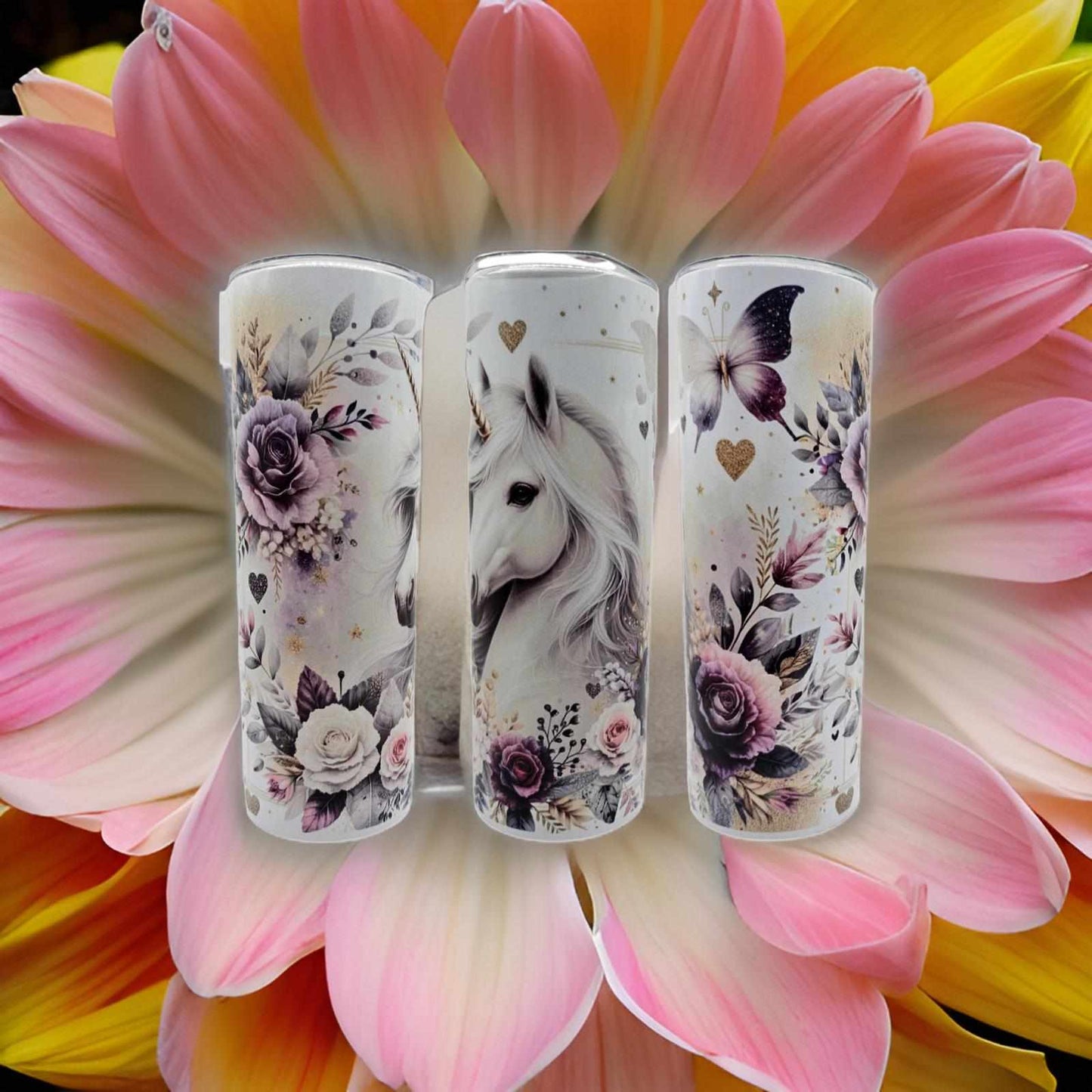 Purple floral and Unicorn