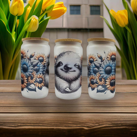 Sloth with sunflowers
