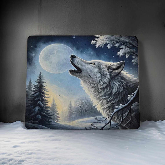 Wolf howling at full moon