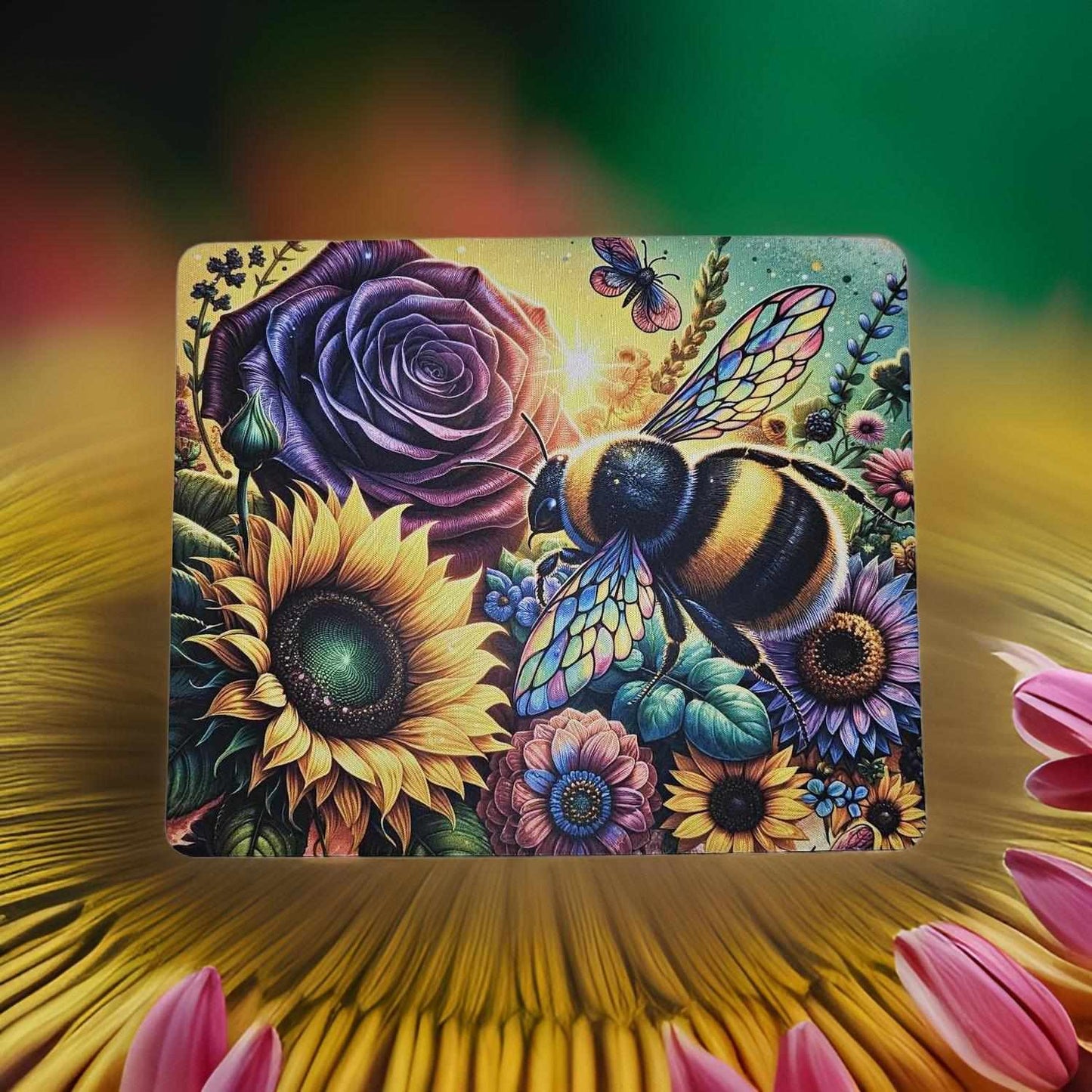 Vibrant colourful floral and Bee