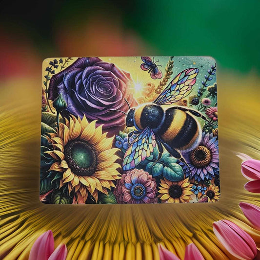 Vibrant colourful floral and Bee