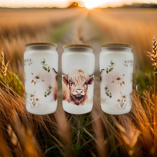 Highland Cow and Flowers