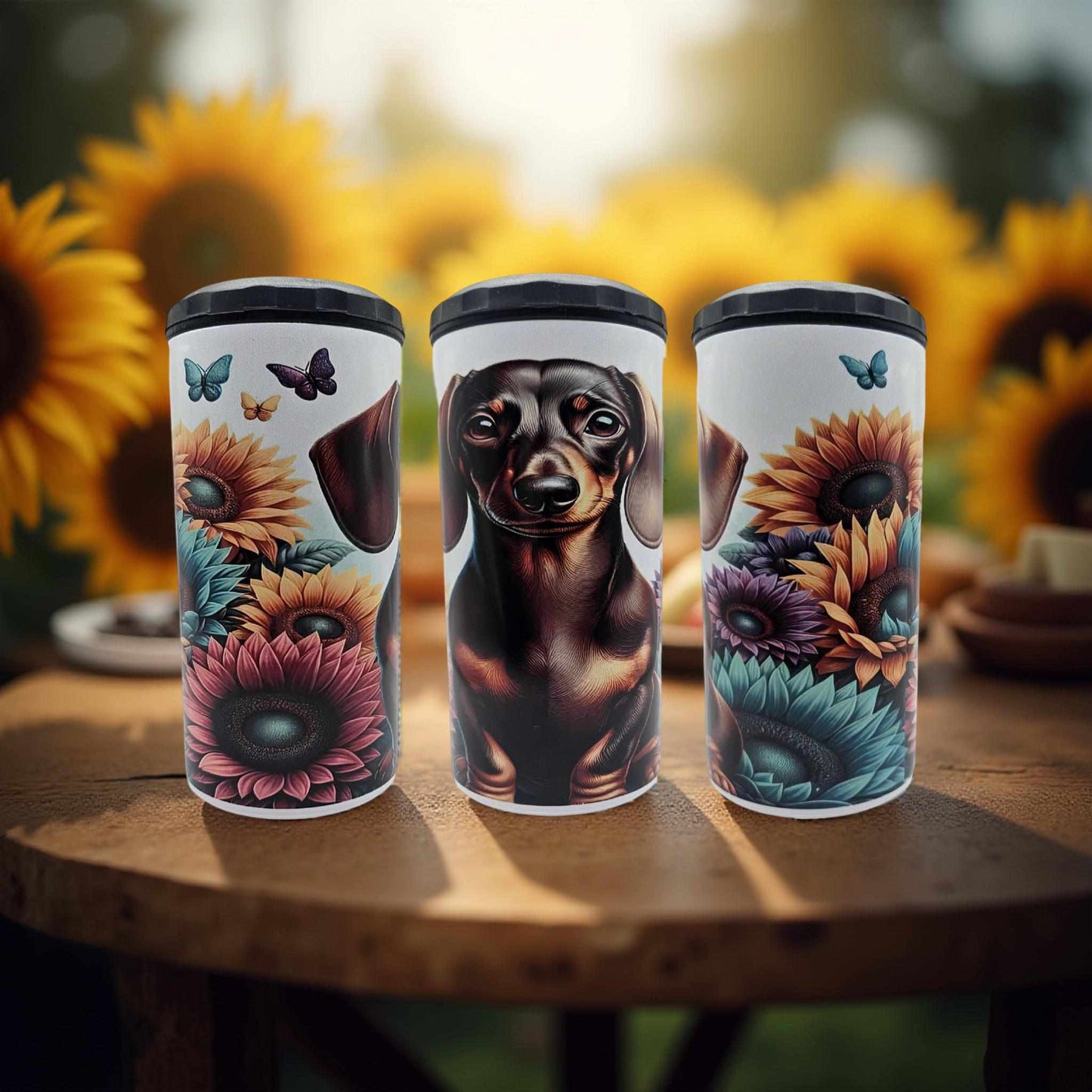 Dachshund with Sunflowers