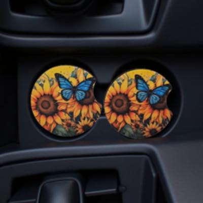 Sunflowers and Blue Butterflies