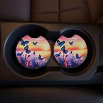 Sunset and Blue Butterflies