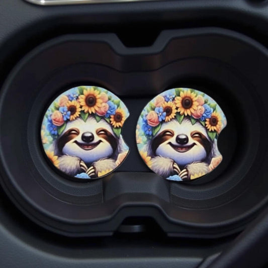 Happy Sloth with flowers