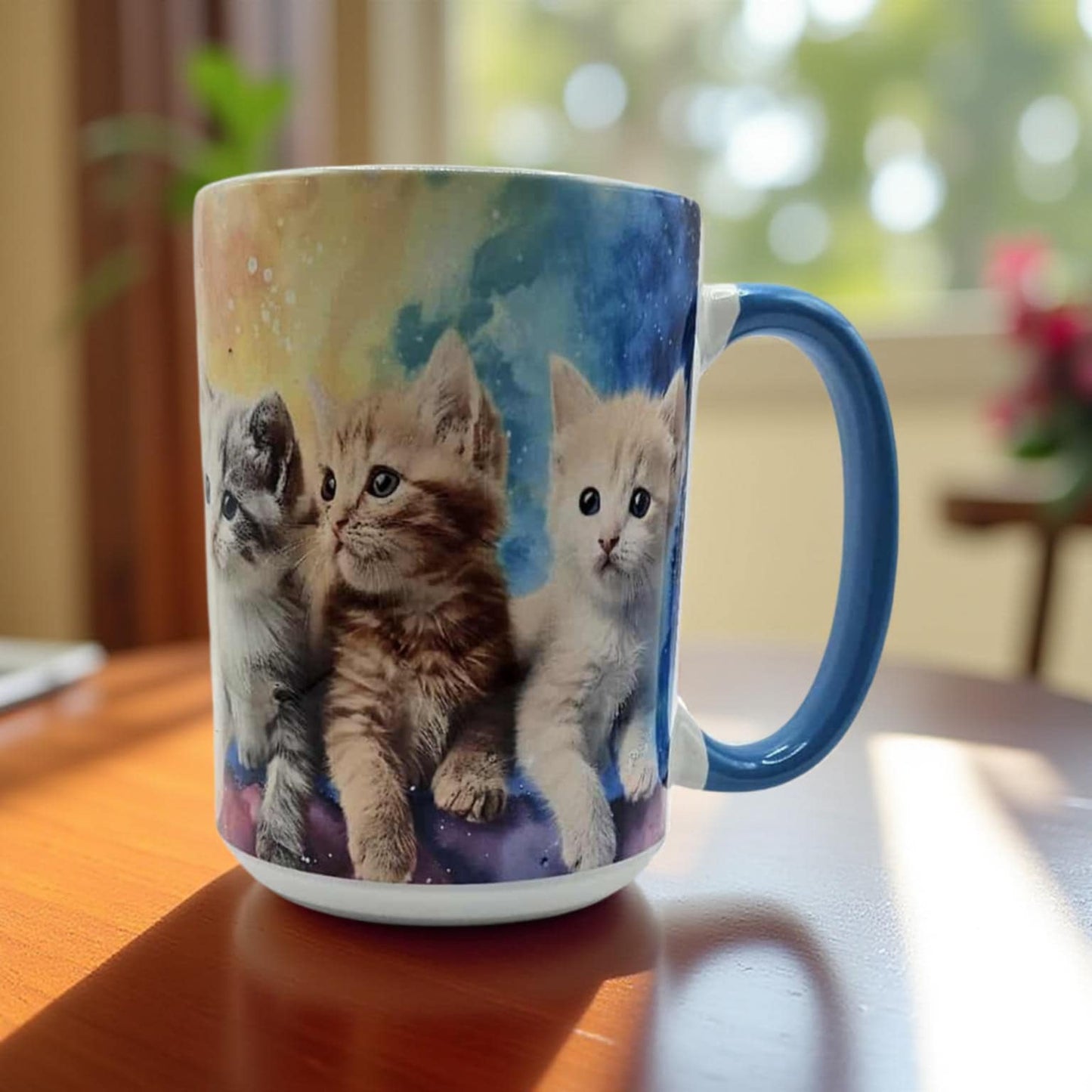 3 Cute kittens with rainbow smoke
