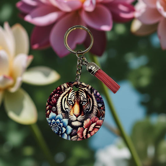 Tiger with lotus Flowers