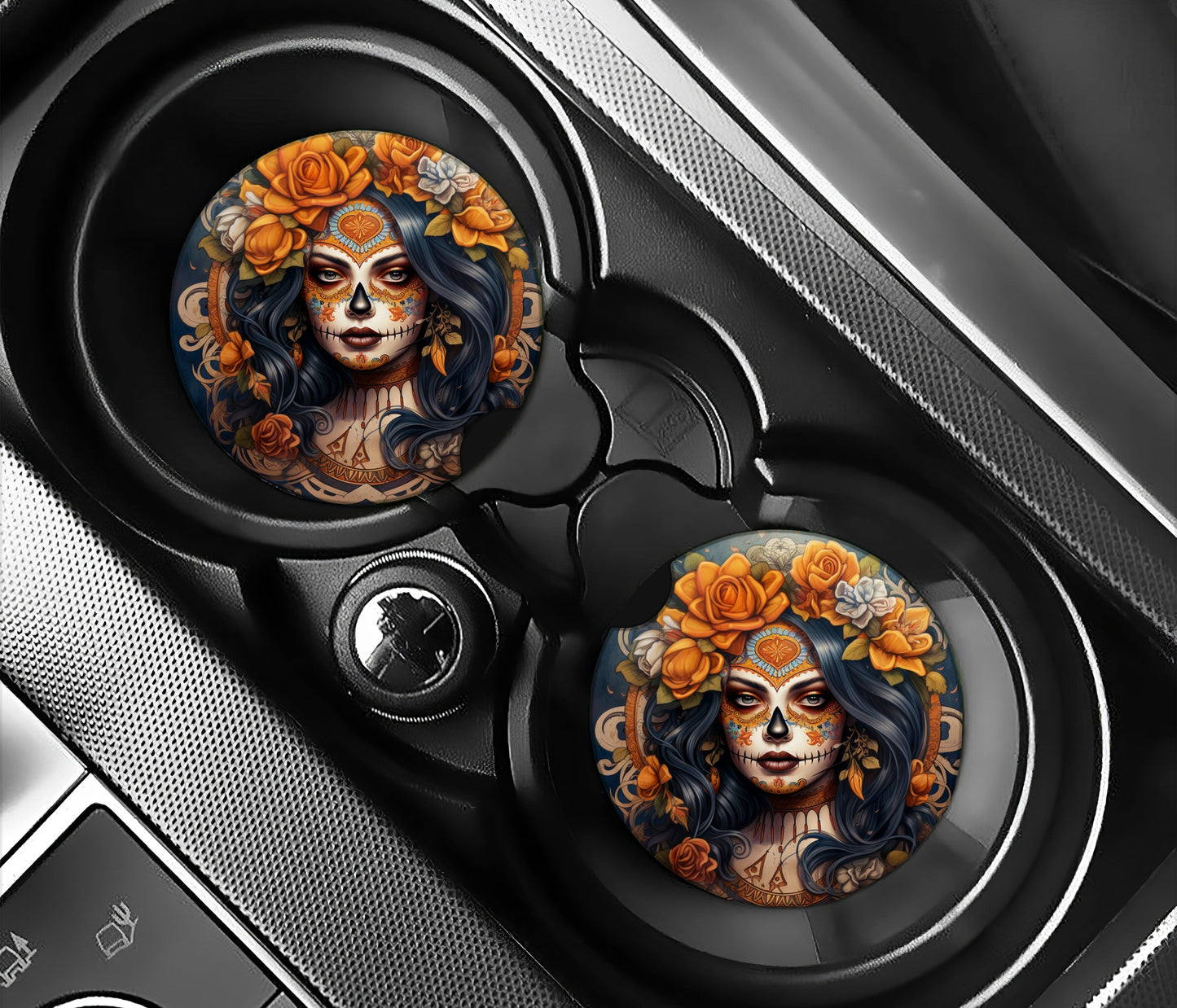 Sugar skull girl with orange floral