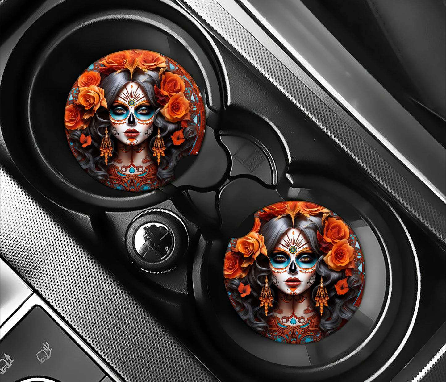 Sugar skull girl with orange floral