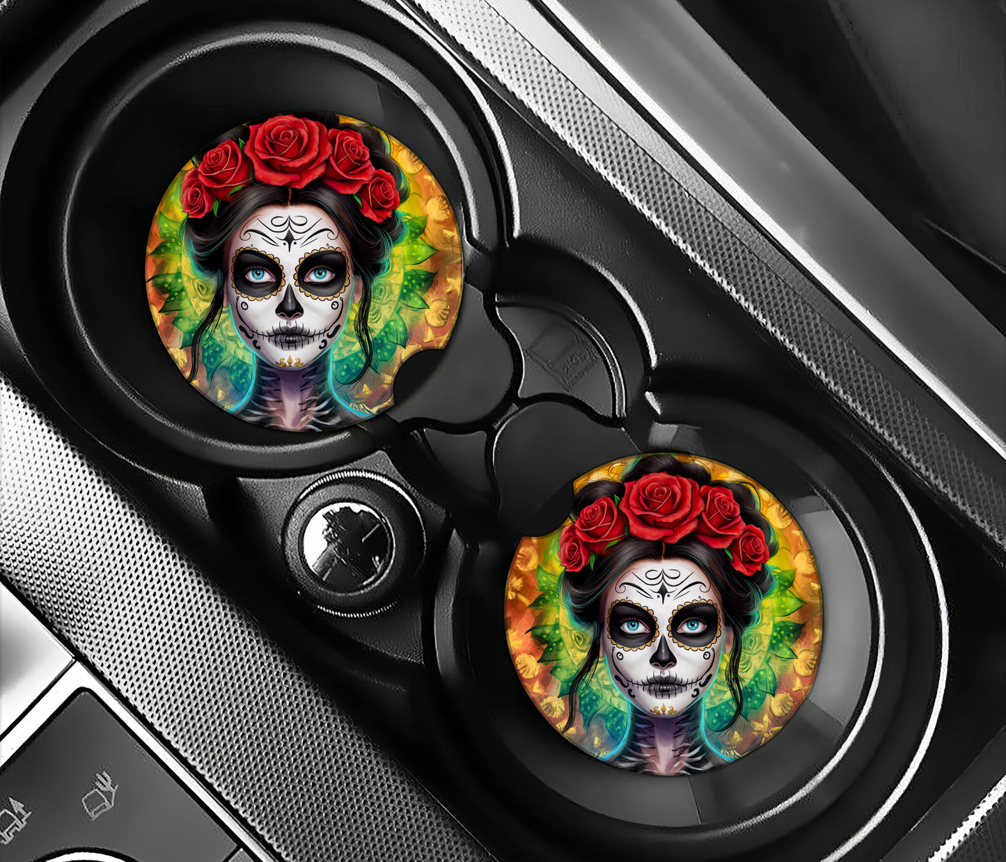Sugar Skull girl with roses in her hair