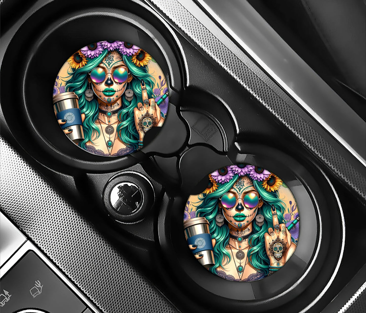 Free spirit girl with teal coloured hair