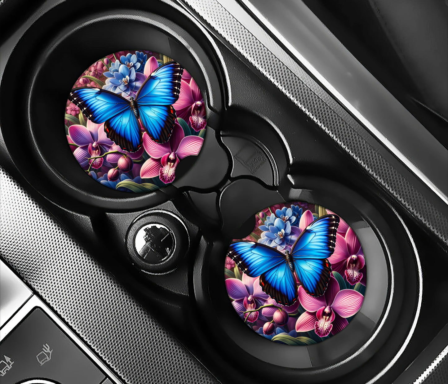 Blue butterfly and floral