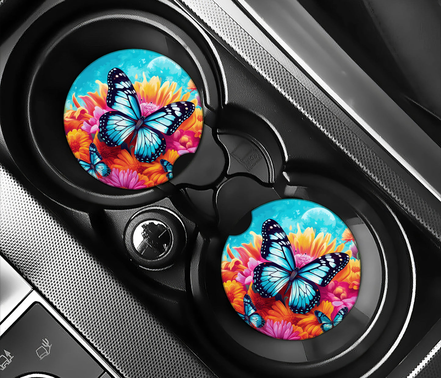 Blue butterfly and floral