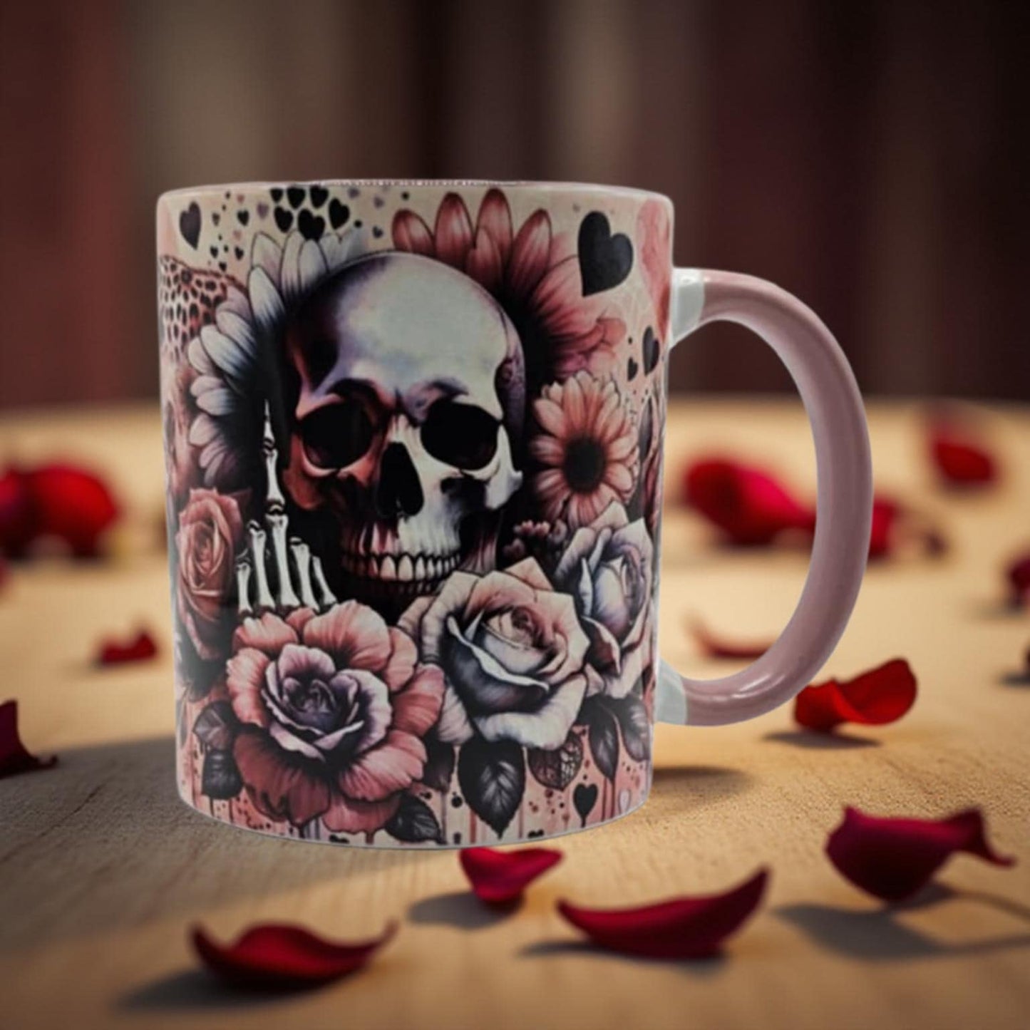Skull with pink floral