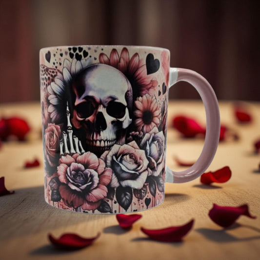 Skull with pink floral