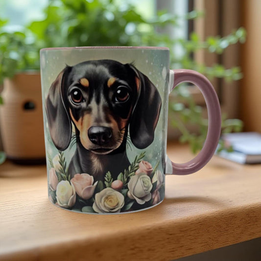 Dachshund with flowers