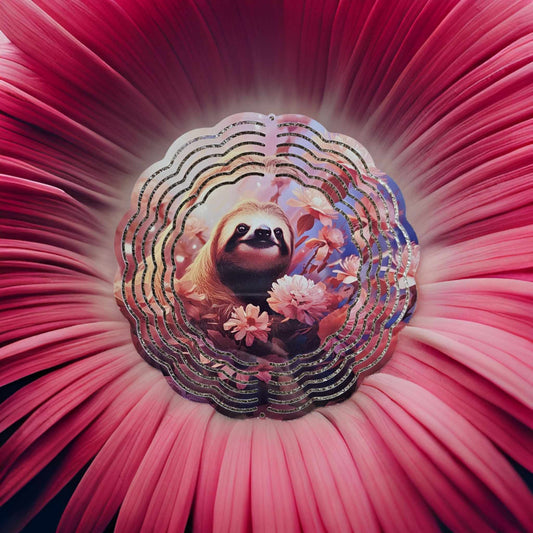 Sloth with Pink Flowers