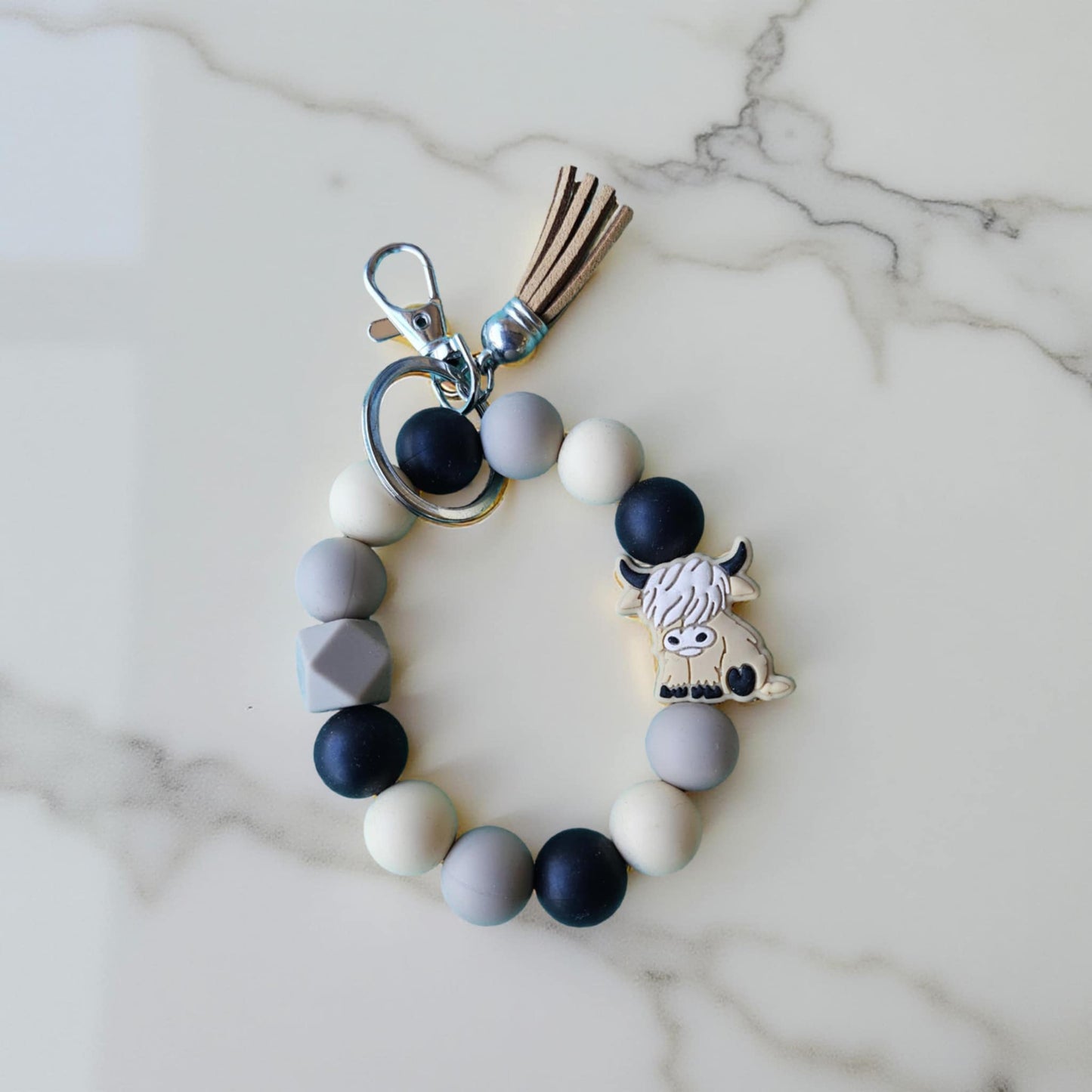 Beige & Black with Highland Cow bead