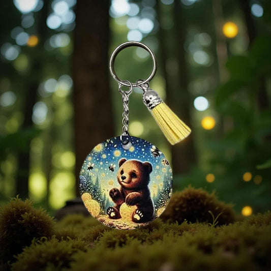 Cute cub in the night of the forest